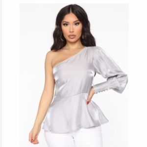 Silver One Sleeve Top